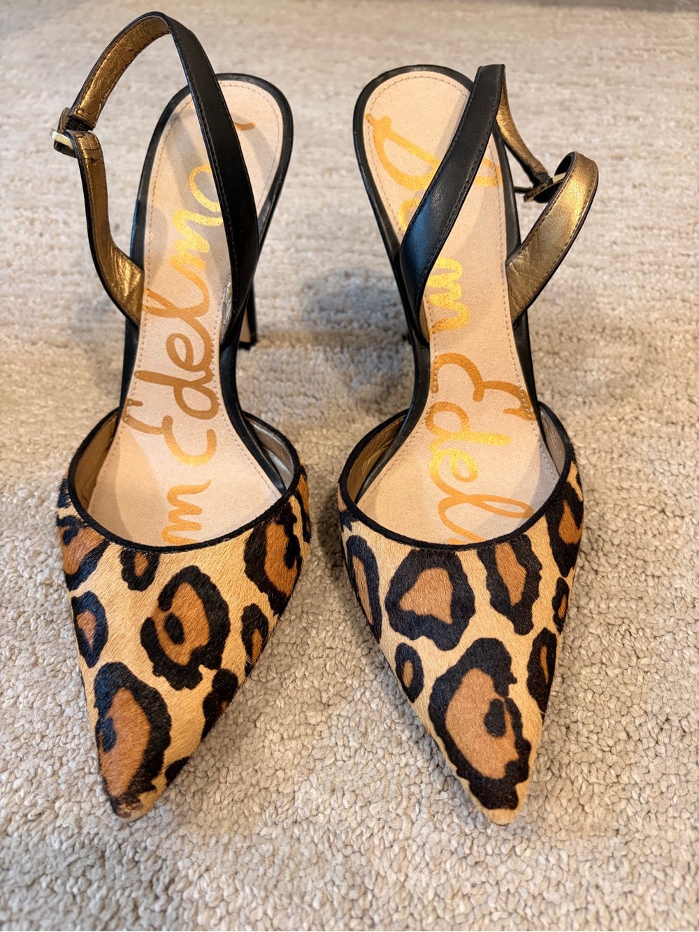 Sam Edelman Leopard Print Pointed Toe Slingback Pumps - Black/Brown